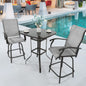 Techmilly Outdoor Swivel Bar Stools Set of 2, Bar Height Patio Stools & Bar Chairs for Deck, Lawn, Garden, Pool, Dark Grey