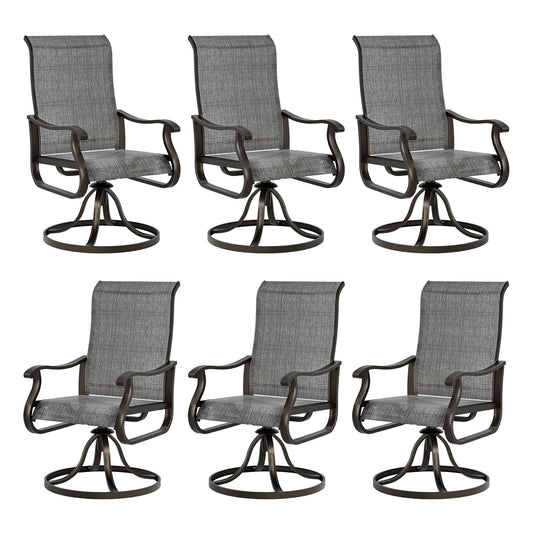 Techmilly Outdoor Dining Chairs , Patio Swivel Chairs Set of 6, Support 400lbs , Dark Grey