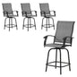 Techmilly Outdoor Swivel Bar Stools Set of 4, Bar Height Patio Stools & Bar Chairs for Deck, Lawn, Garden, Pool, Dark Grey