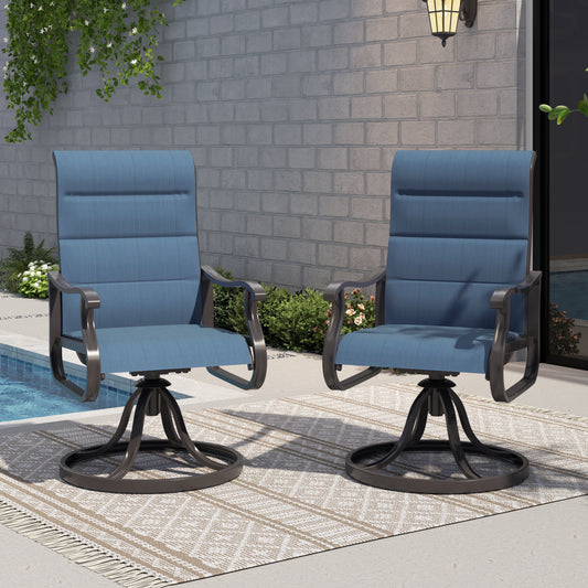 UDPATIO High Back Outdoor Dining Chairs (Set of 2), All Weather Swivel Patio Chair, Terrace Pool Garden, Blue Gray