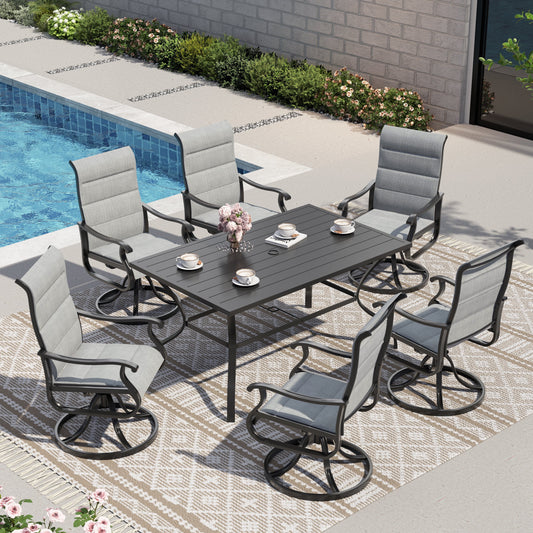 UDPATIO High Back Outdoor Dining Chairs Set of 6, All Weather Swivel Patio Chairs, Breathable Garden Outdoor Furniture for Backyard Deck