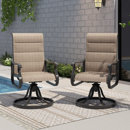 UDPATIO High Back Outdoor Dining Chairs Set of 2, All Weather Swivel Patio Chairs, Breathable Garden Outdoor Furniture for Backyard Deck