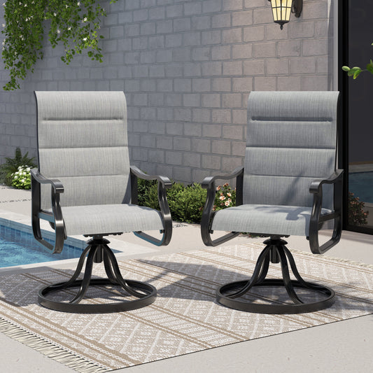 UDPATIO High Back Outdoor Dining Chairs Set of 2, All Weather Swivel Patio Chairs, Breathable Garden Outdoor Furniture for Backyard Deck