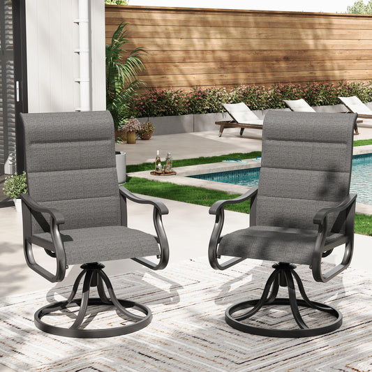 Poteban High Back Outdoor Dining Chairs Set of 2, All Weather Swivel Patio Chairs, Breathable Garden Outdoor Furniture for Backyard Deck