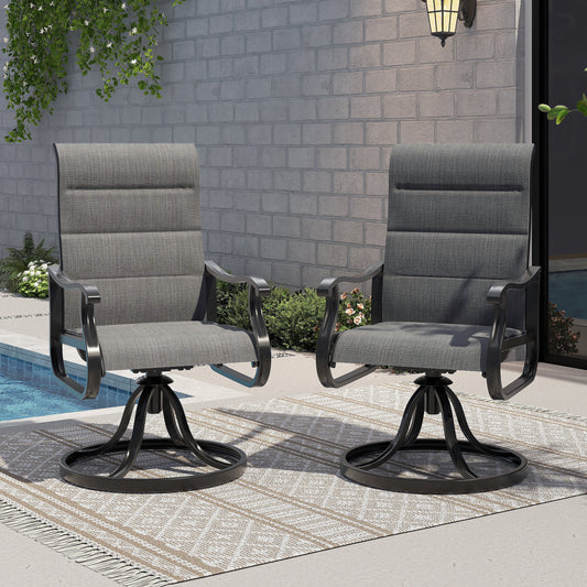 UDPATIO High Back Outdoor Dining Chairs Set of 2, All Weather Swivel Patio Chairs, Breathable Garden Outdoor Furniture for Backyard Deck