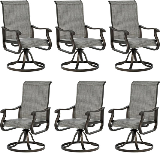 Techmilly Outdoor Dining Chairs , Patio Swivel Chairs Set of 6, Support 400lbs , Light Grey