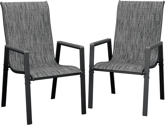 UDPATIO Patio Chairs Set of 2, Outdoor Dining Chairs with All Weather Breathable Textilene, Metal Frame for Garden, Dark Gray