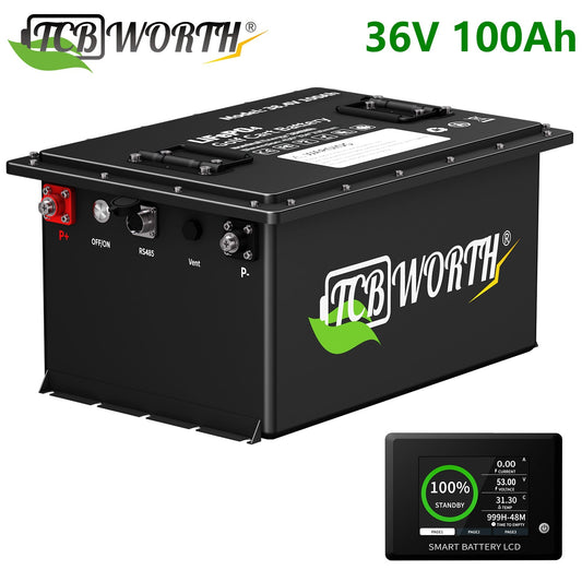 36V 105Ah Golf Cart LiFePO4 Battery,Built-in 200A BMS,up to 15000 Deep Cycle Lithium Battery