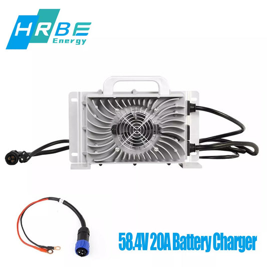 58.4V 20A Lithium Battery Charger,48V Golf Carts Lifepo4 Battery Charger for RV, Trolling Boats Etc